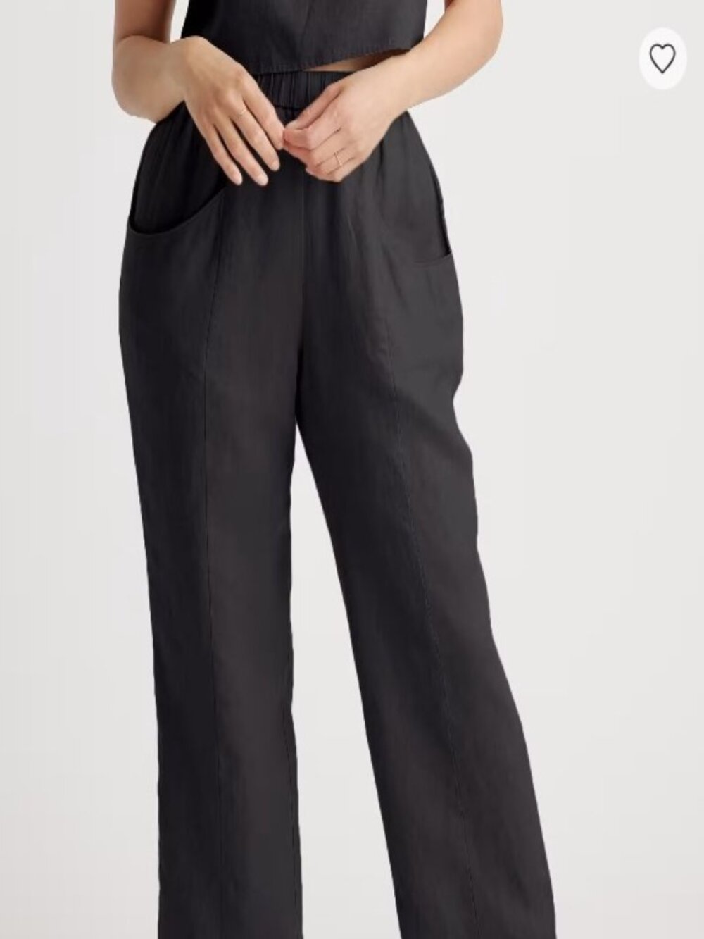 Quince 100% European Linen Tapered Ankle Pants Black M NWT